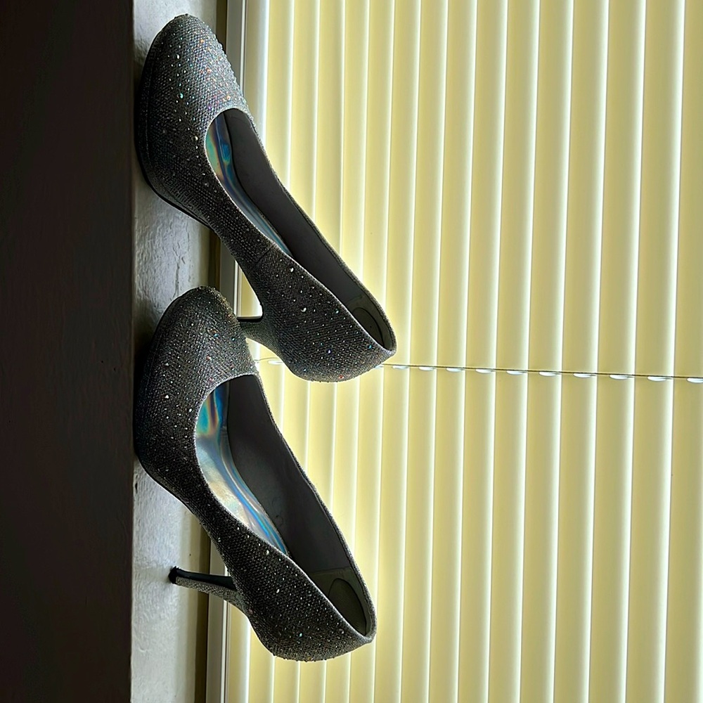 Silver Slipper heels size 11W